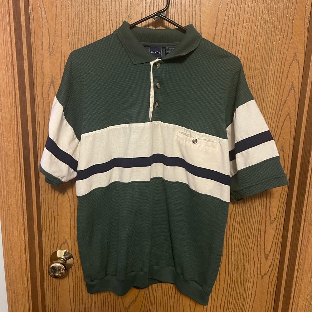 Green & White Stripe S/S Polo